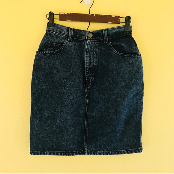 Vintage 80s Acid Wash Blue Jean Skirt Women Sz 8 - Picture 2 of 5